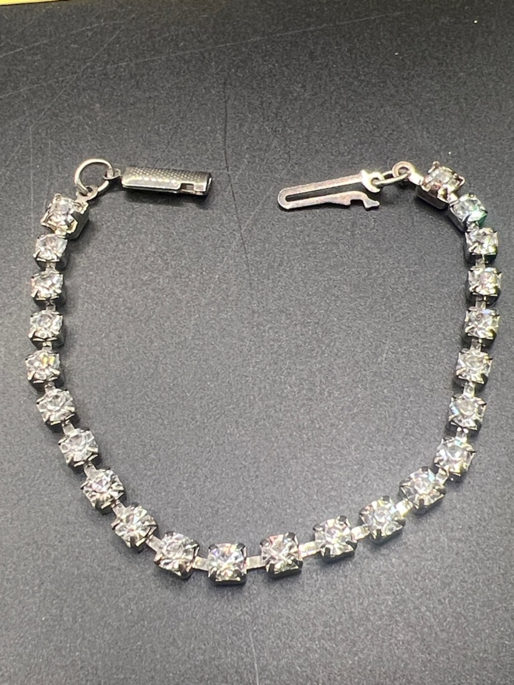 Vintage Clear Crystal Bracelet - Silver Tone